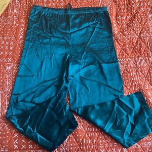 Vintage emerald green satin-like pajama pants